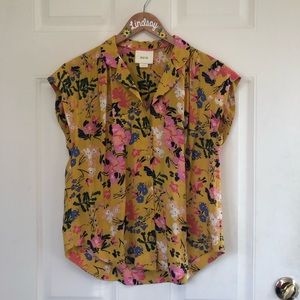 Anthropologie Maeve Floral Yellow Blouse